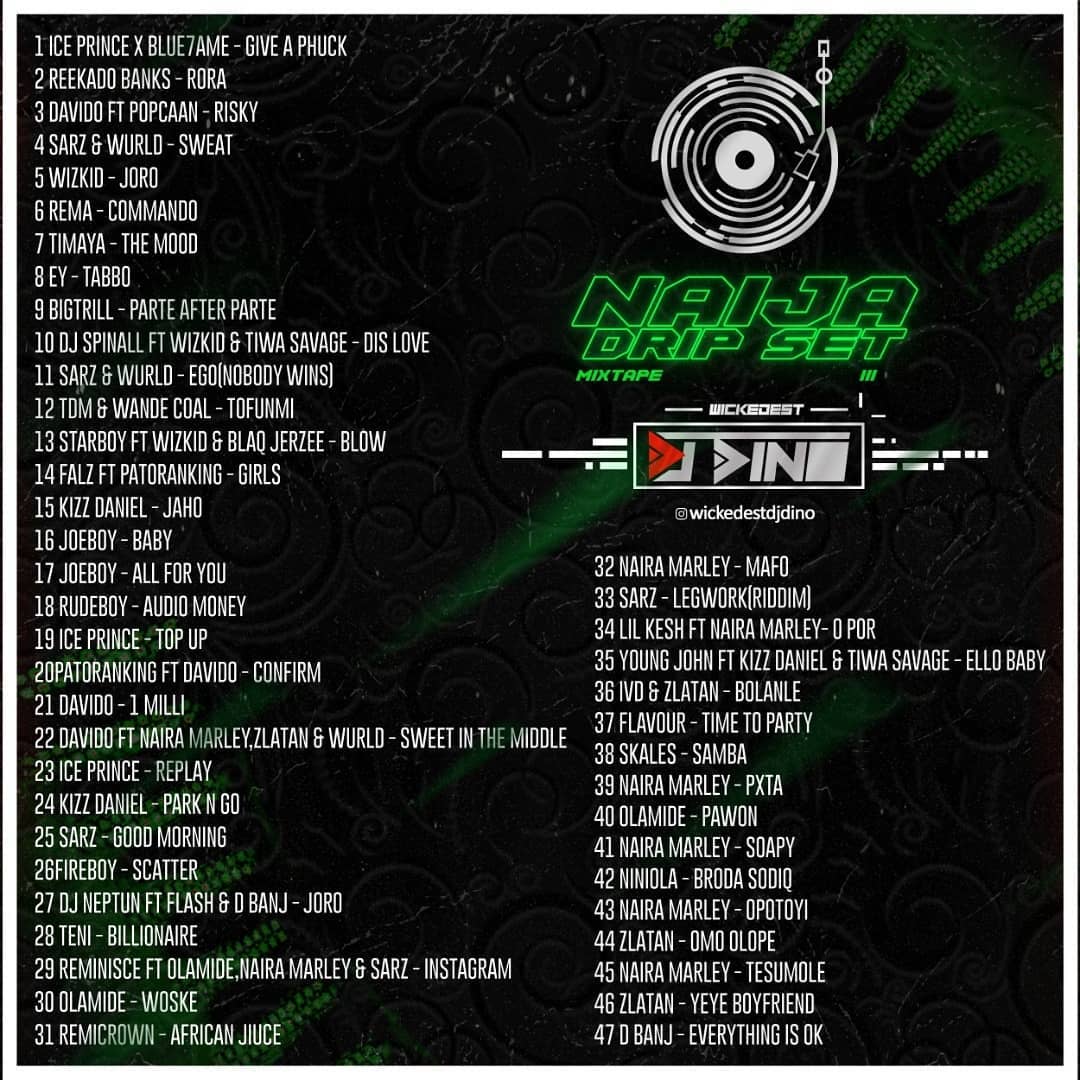DJ Dino Naija Drip Set Mixtape Vol. III Tracklist